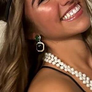 Zara Black & Green Earrings with a touch of Gold (OS)